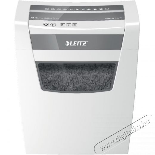 Leitz IQ Office k&eacute;zi iratmegsemmis&iacute;tő, P4, Mikro v&aacute;gott (r&eacute;szecsk&eacute;k), 8 lap, 15 literes szemetes, Feh&eacute;r/Sz&uuml;rke Iroda &eacute;s sz&aacute;m&iacute;t&aacute;stechnika - Iratmegsemmis&iacute;tő - 533549