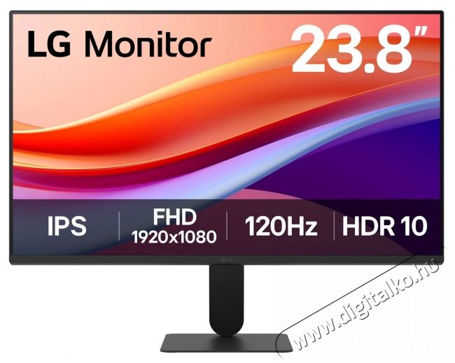 LG 24U41YA-B, 23.8 , Full HD (1920 x 1080), IPS, 120Hz, 5ms, AMD FreeSync&trade;, Olvas&oacute; m&oacute;d, Flicker Safe, Super Resolution+, Dynamic Action Sync, Crosshair, HDMI, DisplayPort, VESA, Fekete Iroda &eacute;s sz&aacute;m&iacute;t&aacute;stechnika - Monitor - Monitor - 533563