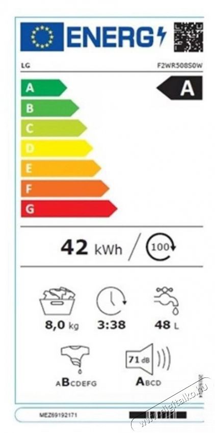 LG F2WR508S0W El&ouml;lt&ouml;ltős keskeny mos&oacute;g&eacute;p H&aacute;ztart&aacute;s / Otthon / K&uuml;lt&eacute;r - Mos&oacute;g&eacute;p / sz&aacute;r&iacute;t&oacute;g&eacute;p - El&ouml;lt&ouml;ltős keskeny (45cm-ig) mos&oacute;g&eacute;p - 496416