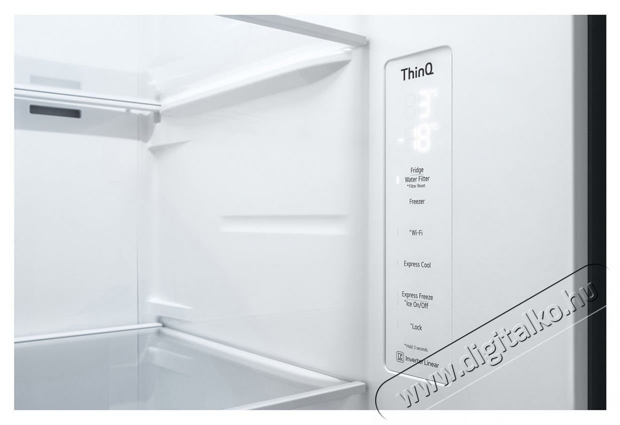 LG GSLV70PZTE Side by Side hűtő, 635 l, M:179cm, Total No Frost, V&iacute;zadagol&oacute;, Door Cooling, E energiaoszt&aacute;ly, Ez&uuml;st Konyhai term&eacute;kek - Hűtő, fagyaszt&oacute; (be&eacute;p&iacute;thető) - Amerikai t&iacute;pus&uacute; Side By Side hűtő - 535411