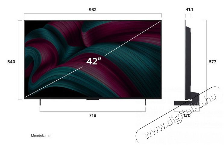 LG OLED42C51LA 42 colos LG OLED evo AI C5 4K Smart TV 2025 Telev&iacute;zi&oacute;k - OLED telev&iacute;zi&oacute; - UHD 4K felbont&aacute;s&uacute; - 507151