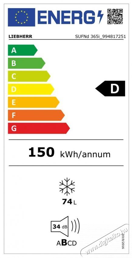 Liebherr SUFNd 365i Prime NoFrost Pult al&aacute; t&ouml;rt&eacute;nő be&eacute;p&iacute;t&eacute;sre alkalmas fagyaszt&oacute; NoFrost funkci&oacute;val Konyhai term&eacute;kek - Hűtő, fagyaszt&oacute; (be&eacute;p&iacute;thető) - Fagyaszt&oacute;szekr&eacute;ny - 530836