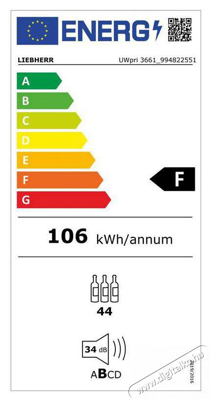 Liebherr UWpri 3661 Vinidor Selection Borhűtőszekr&eacute;ny Konyhai term&eacute;kek - Hűtő, fagyaszt&oacute; (be&eacute;p&iacute;thető) - Borhűtő - 530843