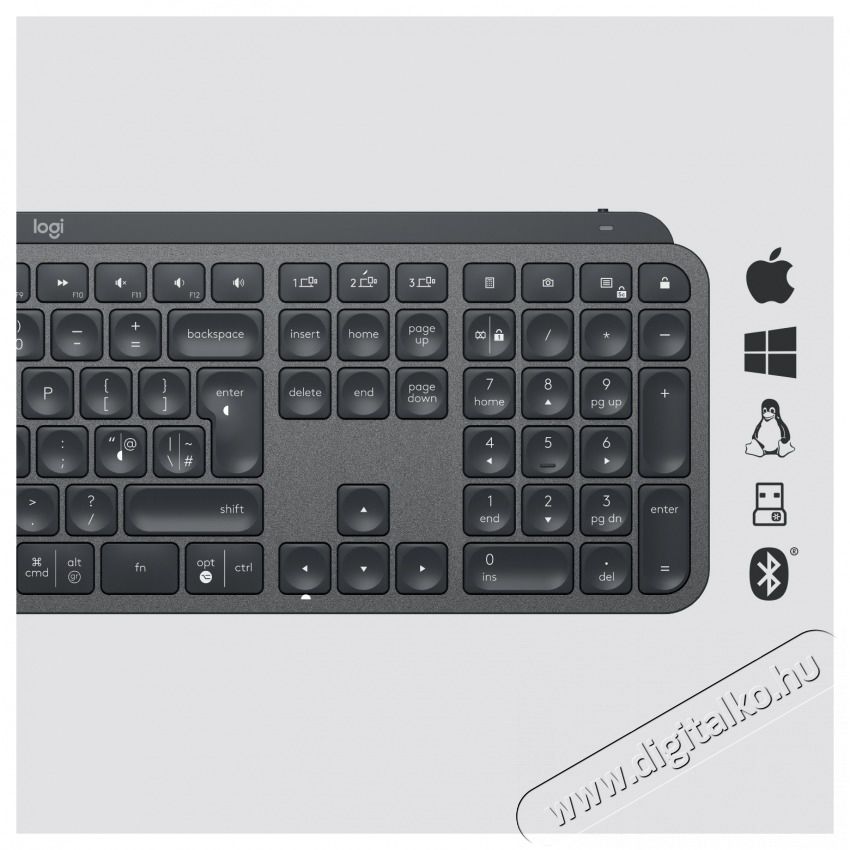 Logitech MX Keys vezet&eacute;k n&eacute;lk&uuml;li billentyűzet h&aacute;tt&eacute;rvil&aacute;g&iacute;t&aacute;ssal, US layout (920-009415) Iroda &eacute;s sz&aacute;m&iacute;t&aacute;stechnika - Billentyűzet / billentyűzet szett - Vezet&eacute;k n&eacute;lk&uuml;li - 400295
