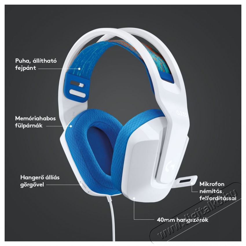 Logitech G335 feh&eacute;r gamer headset Audio-Video / Hifi / Multim&eacute;dia - F&uuml;l &eacute;s Fejhallgat&oacute;k - Fejhallgat&oacute; mikrofonnal / headset - 384924