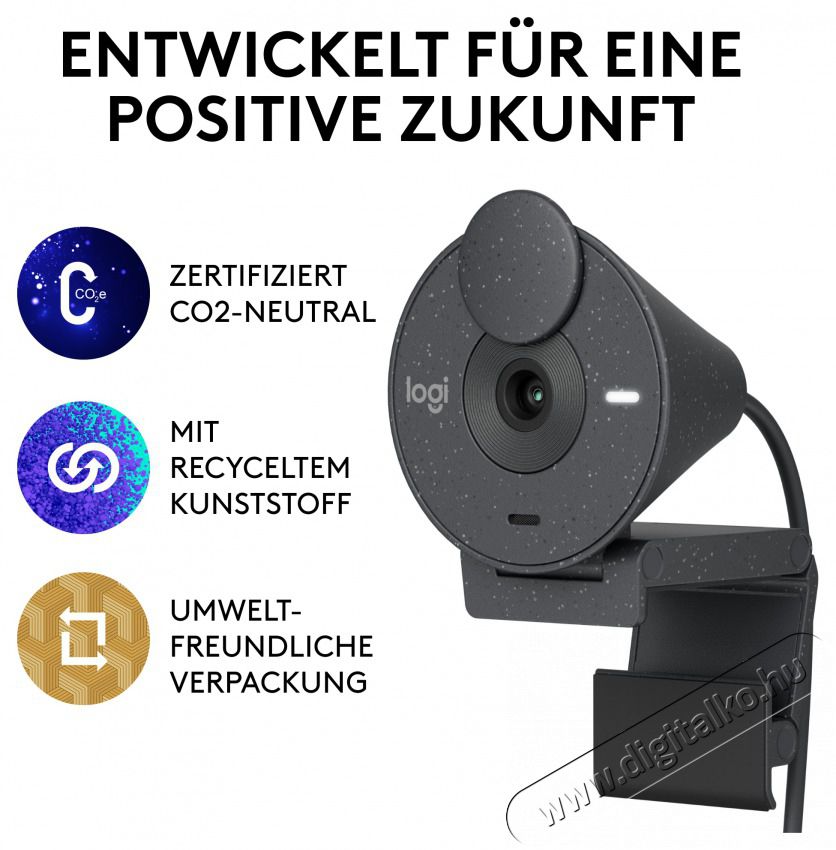 Logitech 960-001436 Brio 300 grafitsz&uuml;rke webkamera Iroda &eacute;s sz&aacute;m&iacute;t&aacute;stechnika - Webkamera - 465044