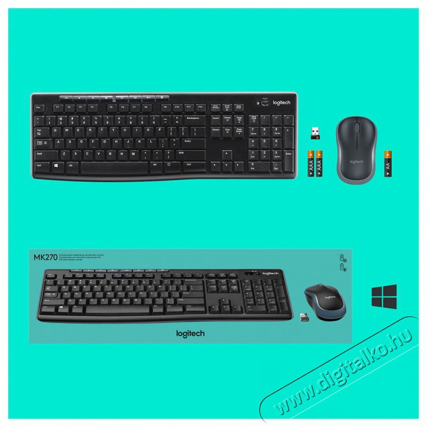 Logitech MK270 UK fekete vezet&eacute;k n&eacute;lk&uuml;li billentyűzet + eg&eacute;r Iroda &eacute;s sz&aacute;m&iacute;t&aacute;stechnika - Billentyűzet / billentyűzet szett - Vezet&eacute;k n&eacute;lk&uuml;li - 478583