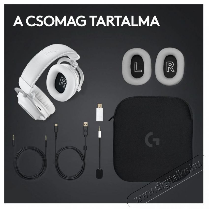 Logitech G PRO X 2 LIGHTSPEED Gaming Headset, feh&eacute;r Audio-Video / Hifi / Multim&eacute;dia - F&uuml;l &eacute;s Fejhallgat&oacute;k - Fejhallgat&oacute; - 510105