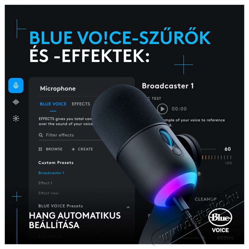 Logitech G Blue Yeti GX dinamikus RGB, black Fot&oacute;-Vide&oacute; kieg&eacute;sz&iacute;tők - Mikrofon - Fot&oacute;-vide&oacute; mikrofon - 525245