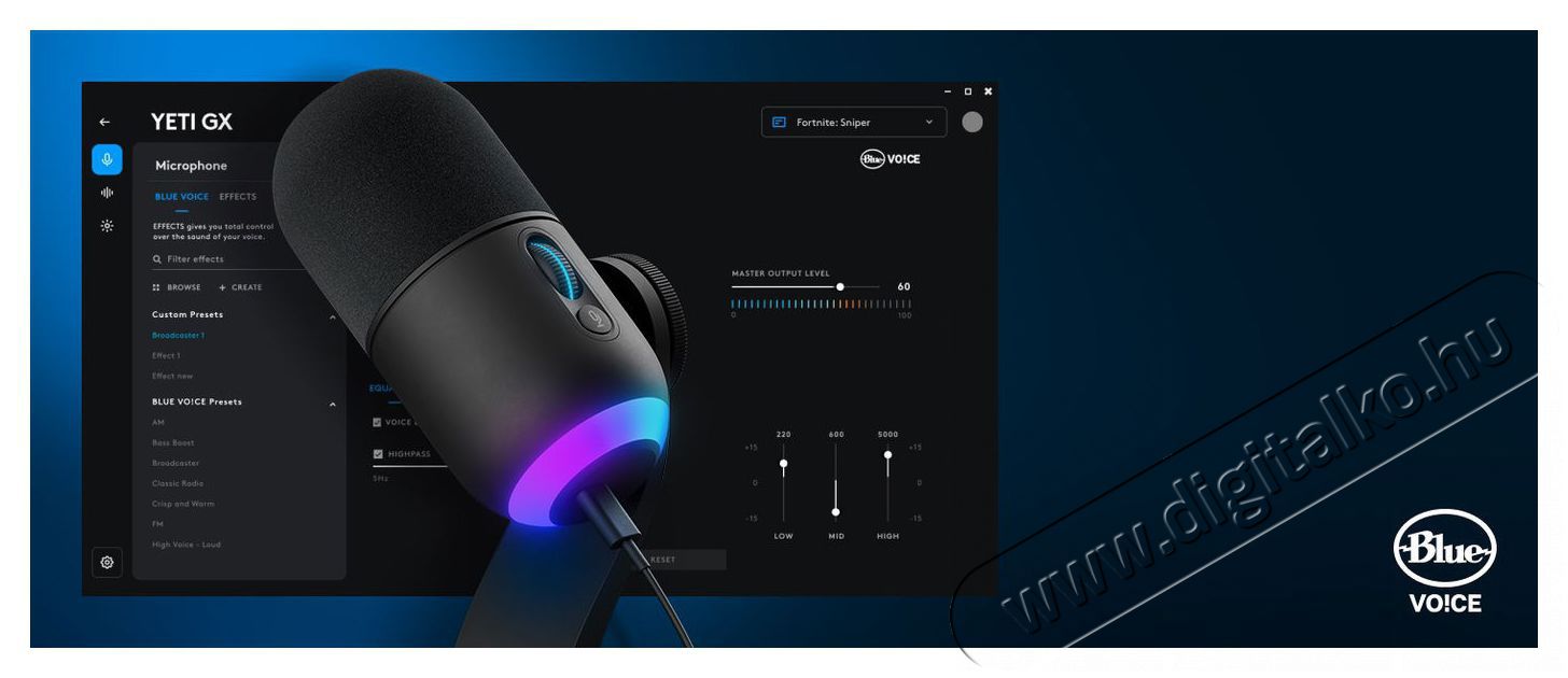 Logitech G Blue Yeti GX dinamikus RGB, black Fot&oacute;-Vide&oacute; kieg&eacute;sz&iacute;tők - Mikrofon - Fot&oacute;-vide&oacute; mikrofon - 525245
