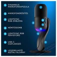 Logitech G Blue Yeti GX dinamikus RGB, black Fot&oacute;-Vide&oacute; kieg&eacute;sz&iacute;tők - Mikrofon - Fot&oacute;-vide&oacute; mikrofon - 525245