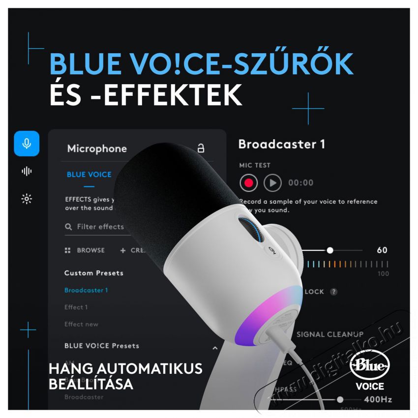 Logitech G Blue Yeti GX dinamikus RGB, off-white Fot&oacute;-Vide&oacute; kieg&eacute;sz&iacute;tők - Mikrofon - Fot&oacute;-vide&oacute; mikrofon - 525243
