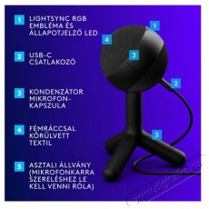 Logitech G Blue Yeti Orb RGB, fekete Fot&oacute;-Vide&oacute; kieg&eacute;sz&iacute;tők - Mikrofon - Fot&oacute;-vide&oacute; mikrofon - 525244
