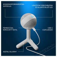 Logitech G Blue Yeti Orb RGB, off-white Fot&oacute;-Vide&oacute; kieg&eacute;sz&iacute;tők - Mikrofon - Fot&oacute;-vide&oacute; mikrofon - 525240