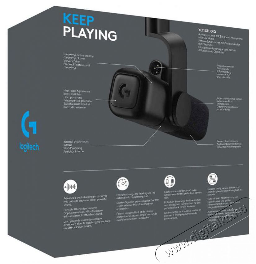 Logitech G Blue Yeti Studio, fekete Fot&oacute;-Vide&oacute; kieg&eacute;sz&iacute;tők - Mikrofon - Fot&oacute;-vide&oacute; mikrofon - 525241