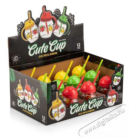 Luxplastic IRIS C-00373 Cute &uuml;vegb&ouml;gre sz&iacute;v&oacute;sz&aacute;llal 370ml, piros, z&ouml;ld vagy s&aacute;rga sz&iacute;nű Konyhai term&eacute;kek - Egy&eacute;b / Konyhai kieg&eacute;sz&iacute;tő - 508325