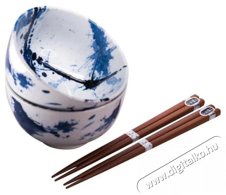 Made In Japan Blue & White T&aacute;lk&eacute;szlet p&aacute;lcik&aacute;kkal, 350 ml, 2 db Konyhai term&eacute;kek - &Eacute;tk&eacute;szlet - T&aacute;ny&eacute;r k&eacute;szlet - 522466