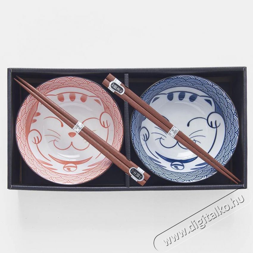 Made In Japan Maneki 15 cm-es szett, piros-k&eacute;k, 2 darab Konyhai term&eacute;kek - Egy&eacute;b / Konyhai kieg&eacute;sz&iacute;tő - 527437