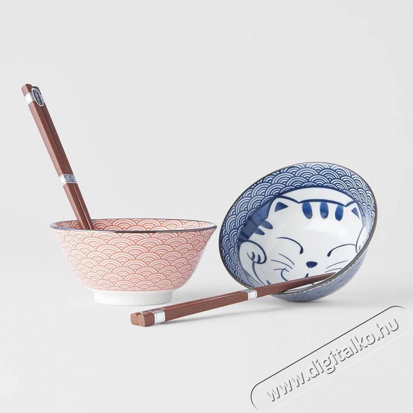 Made In Japan Maneki 15 cm-es szett, piros-k&eacute;k, 2 darab Konyhai term&eacute;kek - Egy&eacute;b / Konyhai kieg&eacute;sz&iacute;tő - 527437