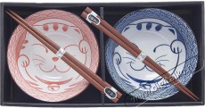 Made In Japan Maneki 15 cm-es szett, piros-k&eacute;k, 2 darab - Konyhai term&eacute;kek - Egy&eacute;b / Konyhai kieg&eacute;sz&iacute;tő - 527437