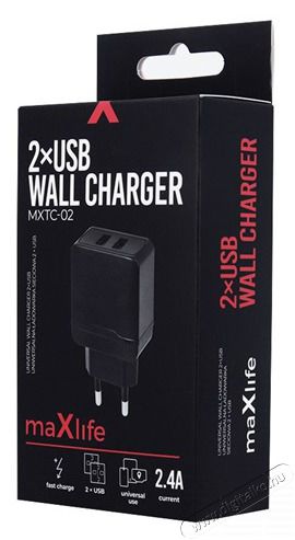 MAXLIFE TF-0013 2.1A 2xUSB fekete h&aacute;l&oacute;zati t&ouml;ltő Mobil / Kommunik&aacute;ci&oacute; / Smart - Mobiltelefon kieg&eacute;sz&iacute;tő / tok - H&aacute;l&oacute;zati-, aut&oacute;s t&ouml;ltő - 419038