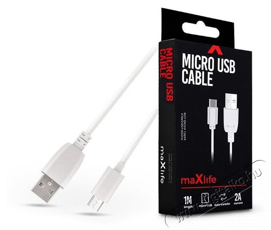 MAXLIFE TF-0177 1m microUSB 2A feh&eacute;r adat- &eacute;s t&ouml;ltők&aacute;bel Iroda &eacute;s sz&aacute;m&iacute;t&aacute;stechnika - Egy&eacute;b sz&aacute;m&iacute;t&aacute;stechnikai term&eacute;k - 456806