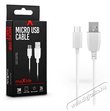 MAXLIFE Maxlife TF-0077 3m USB-microUSB feh&eacute;r adat- &eacute;s t&ouml;ltők&aacute;bel Fot&oacute;-Vide&oacute; kieg&eacute;sz&iacute;tők - K&aacute;bel - Egy&eacute;b k&aacute;bel - 405397