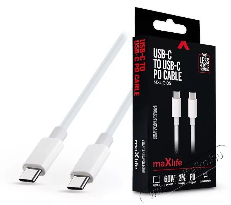 MAXLIFE TF-0180 2m 60W Type C apa-apa feh&eacute;r adat- &eacute;s t&ouml;ltők&aacute;bel Mobil / Kommunik&aacute;ci&oacute; / Smart - Mobiltelefon kieg&eacute;sz&iacute;tő / tok - H&aacute;l&oacute;zati-, aut&oacute;s t&ouml;ltő - 405709