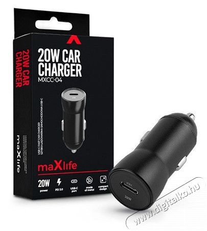 MAXLIFE TF-0165 Type C 20W PD3.0 fekete szivargy&uacute;jt&oacute;s gyorst&ouml;ltő adapter Aut&oacute;hifi / Aut&oacute; felszerel&eacute;s - Aut&oacute;s t&ouml;ltő / szivargy&uacute;jt&oacute; adapter - 456808