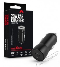 MAXLIFE TF-0165 Type C 20W PD3.0 fekete szivargyújtós gyorstöltő adapter - Autóhifi / Autó felszerelés - Autós töltő / szivargyújtó adapter - 456808
