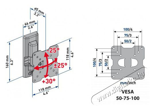 Meliconi FlatStyle ETR100 d&ouml;nthető, forgathat&oacute; VESA 100 TV fali konzol Tv kieg&eacute;sz&iacute;tők - Fali tart&oacute; / konzol - Fali tv tart&oacute; - 412648