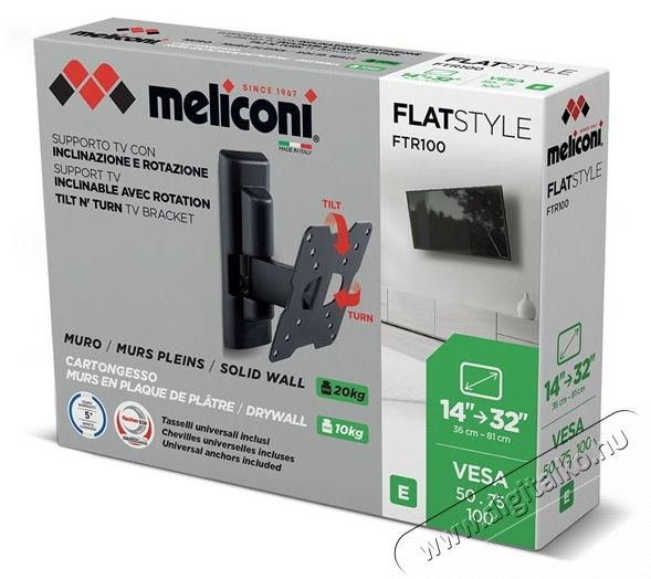 Meliconi Flatstyle FTR100 DW 14 Tv kieg&eacute;sz&iacute;tők - Fali tart&oacute; / konzol - Fali tv tart&oacute; - 514206