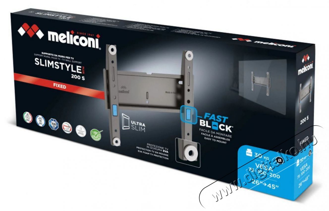 Meliconi Slimstyle Plus 200S DW 14 Tv kieg&eacute;sz&iacute;tők - Fali tart&oacute; / konzol - Fali tv tart&oacute; - 516291