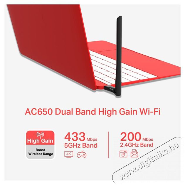 Mercusys MU6H AC650 High Gain Vezet&eacute;k n&eacute;lk&uuml;li Dual Band USB Adapter Iroda &eacute;s sz&aacute;m&iacute;t&aacute;stechnika - H&aacute;l&oacute;zat - Vezet&eacute;k n&eacute;lk&uuml;li adapter - 396506