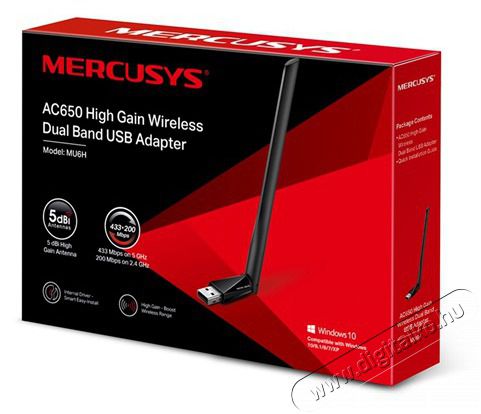 Mercusys MU6H AC650 High Gain Vezet&eacute;k n&eacute;lk&uuml;li Dual Band USB Adapter Iroda &eacute;s sz&aacute;m&iacute;t&aacute;stechnika - H&aacute;l&oacute;zat - Vezet&eacute;k n&eacute;lk&uuml;li adapter - 396506