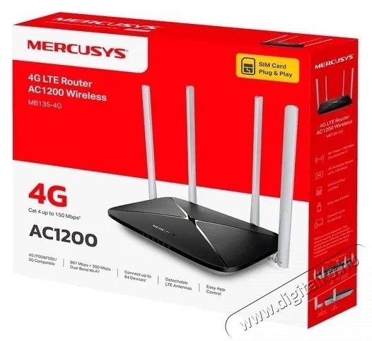 Mercusys MB135-4G AC1200 Wireless Dual Band 4G LTE Router Iroda &eacute;s sz&aacute;m&iacute;t&aacute;stechnika - H&aacute;l&oacute;zat - Router - 531357