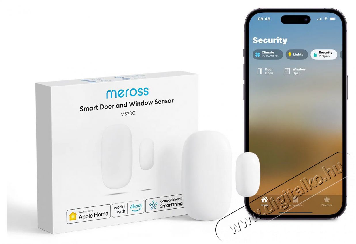 Meross Smart Door and Window Sensor H&aacute;ztart&aacute;s / Otthon / K&uuml;lt&eacute;r - Biztons&aacute;gtechnika - Nyit&aacute;s&eacute;rz&eacute;kelő - 519539