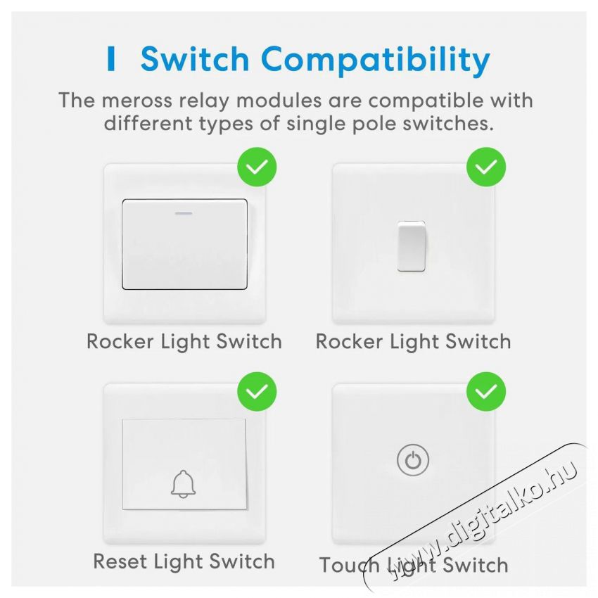 Meross Smart Wi-Fi In-Wall Switch H&aacute;ztart&aacute;s / Otthon / K&uuml;lt&eacute;r - Okos otthon - Okos konnektor - 521605