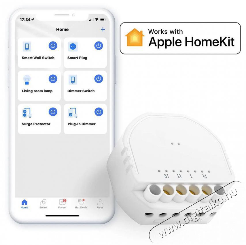 Meross Smart Wi-Fi In-Wall Switch H&aacute;ztart&aacute;s / Otthon / K&uuml;lt&eacute;r - Okos otthon - Okos konnektor - 521605