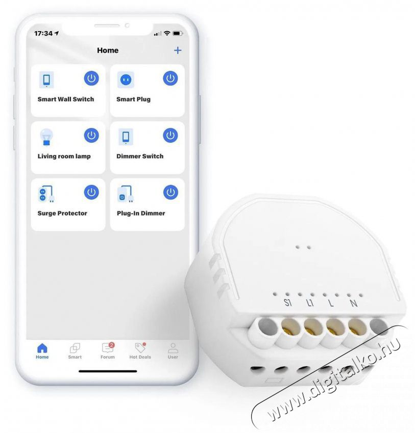 Meross Smart Wi-Fi In-Wall Switch H&aacute;ztart&aacute;s / Otthon / K&uuml;lt&eacute;r - Okos otthon - Okos konnektor - 521605