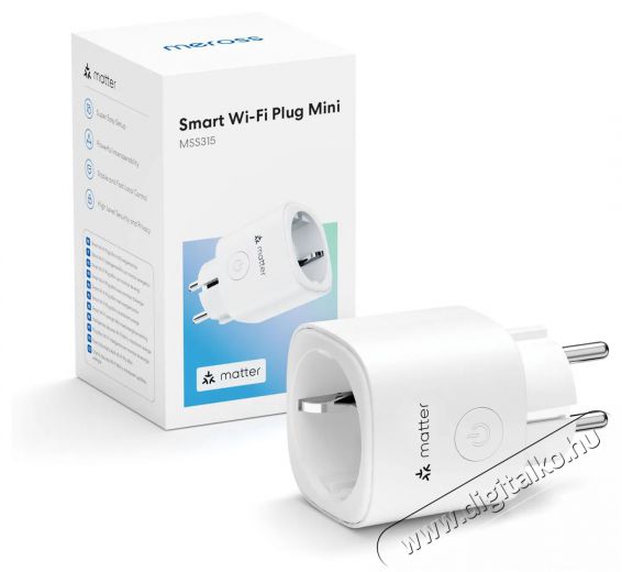 Meross Smart Wi-Fi Plug Mini with Energy Monitor, Matter H&aacute;ztart&aacute;s / Otthon / K&uuml;lt&eacute;r - Okos otthon - Okos konnektor - 521608