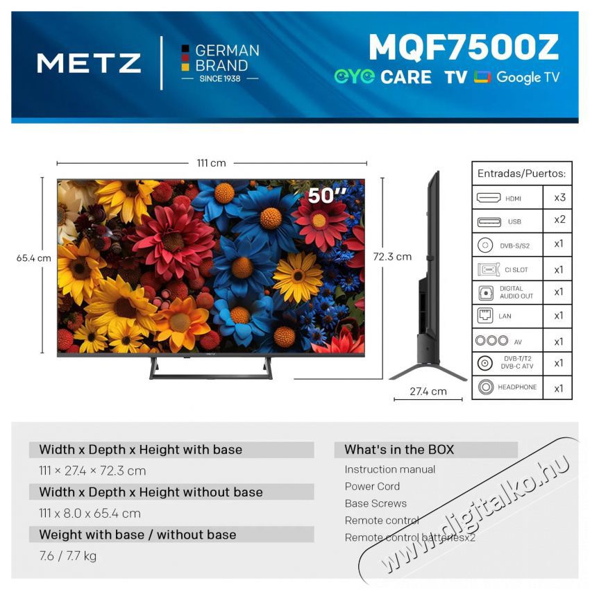 Metz 50MQF7500Z Telev&iacute;zi&oacute;k - LED telev&iacute;zi&oacute; - UHD 4K felbont&aacute;s&uacute; - 512093