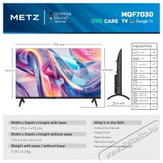 Metz QLED 32MQF7030Z Telev&iacute;zi&oacute;, 80 cm, Smart Google TV, HD, E energiaoszt&aacute;ly Telev&iacute;zi&oacute;k - LED telev&iacute;zi&oacute; - 720p HD Ready felbont&aacute;s&uacute; - 535452