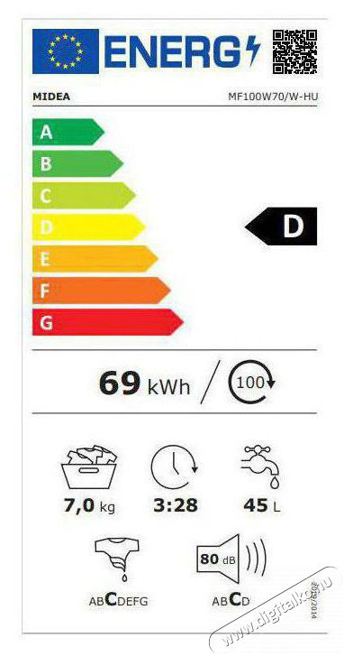 Midea MF100W70/W-HU el&ouml;lt&ouml;ltős mos&oacute;g&eacute;p H&aacute;ztart&aacute;s / Otthon / K&uuml;lt&eacute;r - Mos&oacute;g&eacute;p / sz&aacute;r&iacute;t&oacute;g&eacute;p - El&ouml;lt&ouml;ltős keskeny (45cm-ig) mos&oacute;g&eacute;p - 401569