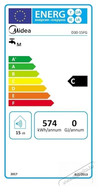 Midea D30-15FG Villanybojler, 30l, 1500W, Hőm&eacute;rs&eacute;kletjelző, Zom&aacute;ncozott tart&aacute;ly, C energiaoszt&aacute;ly, Feh&eacute;r H&aacute;ztart&aacute;s / Otthon / K&uuml;lt&eacute;r - V&iacute;zmeleg&iacute;tő / bojler / t&aacute;rol&oacute; - Bojler / melegv&iacute;z t&aacute;rol&oacute; - 534376