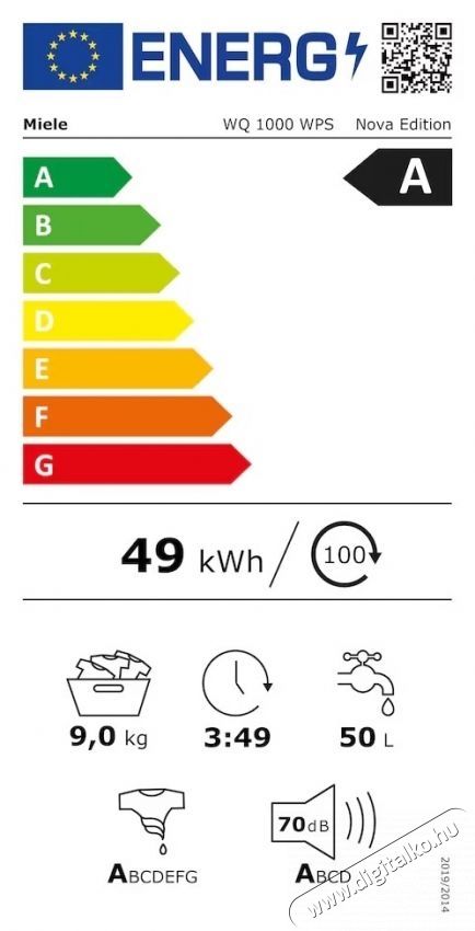 Miele WQ 1000 WPS mos&oacute;g&eacute;p, Nova Edition, 9 kg, 1600 fordulat/perc, A energioszt&aacute;ly, 60 cm, feh&eacute;r H&aacute;ztart&aacute;s / Otthon / K&uuml;lt&eacute;r - Mos&oacute;g&eacute;p / sz&aacute;r&iacute;t&oacute;g&eacute;p - El&ouml;lt&ouml;ltős norm&aacute;l (60cm-ig) mos&oacute;g&eacute;p - 537132