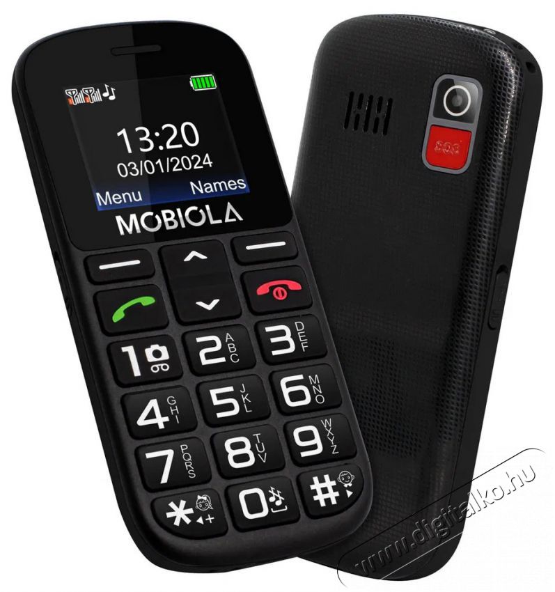 Mobiola MB200 fekete Mobil / Kommunik&aacute;ci&oacute; / Smart - Klasszikus / Mobiltelefon időseknek - 521665