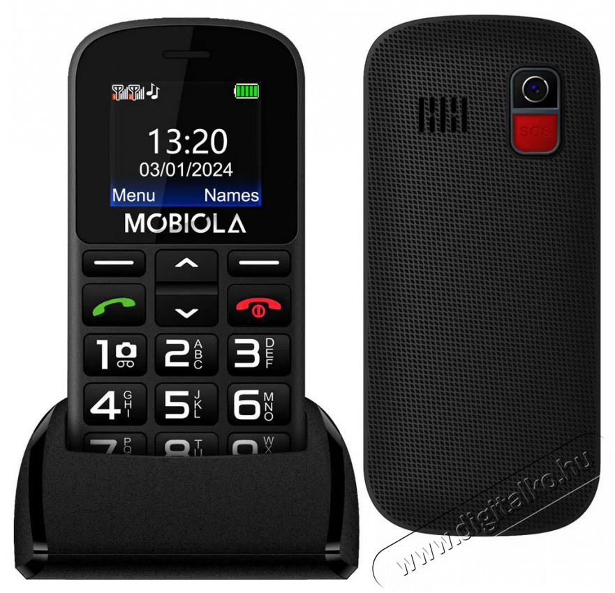 Mobiola MB200 fekete Mobil / Kommunik&aacute;ci&oacute; / Smart - Klasszikus / Mobiltelefon időseknek - 521665
