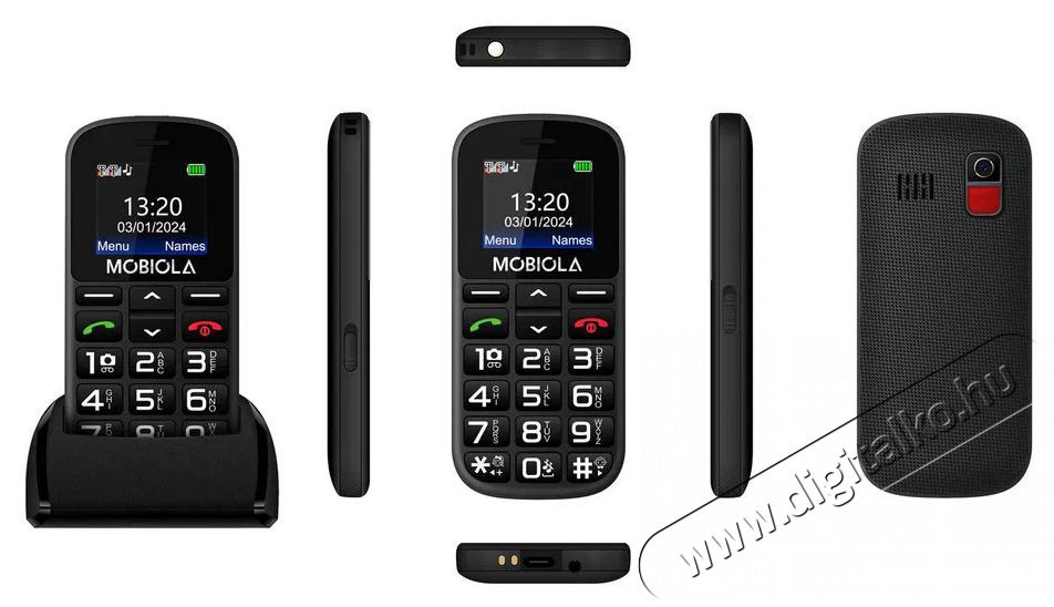 Mobiola MB200 fekete Mobil / Kommunik&aacute;ci&oacute; / Smart - Klasszikus / Mobiltelefon időseknek - 521665