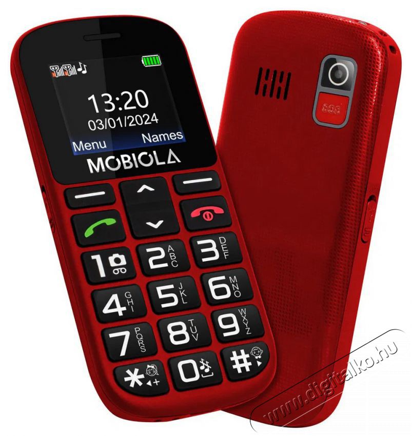 Mobiola MB200 piros Mobil / Kommunik&aacute;ci&oacute; / Smart - Klasszikus / Mobiltelefon időseknek - 521662